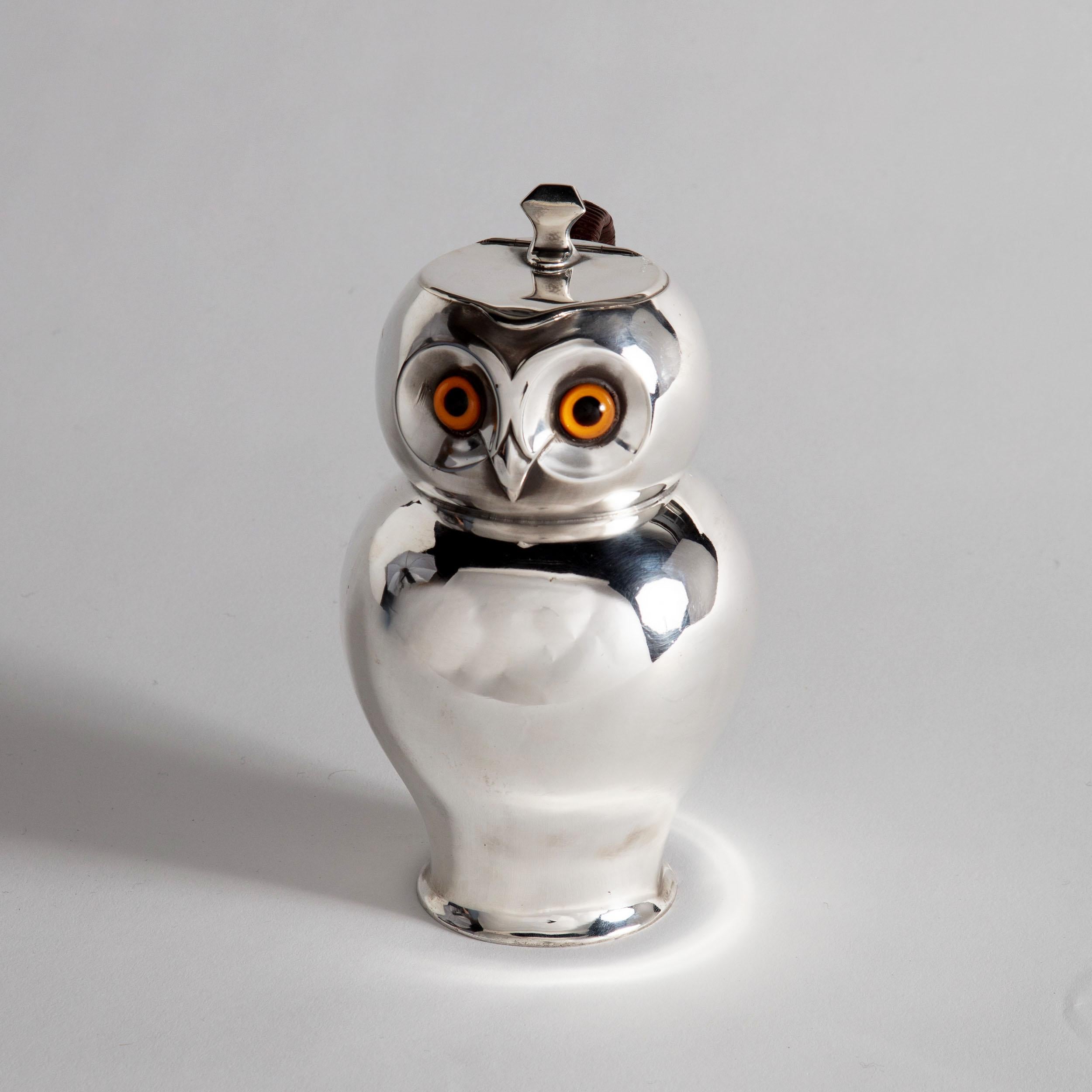 Silver Plate 19th Century Silver Hot Chocolate Pot in the Form of an Owl, HJ LINTON, Paris