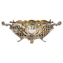 Jardinière en bronze plaqué argent du XIXe siècle, période Napoléon III.