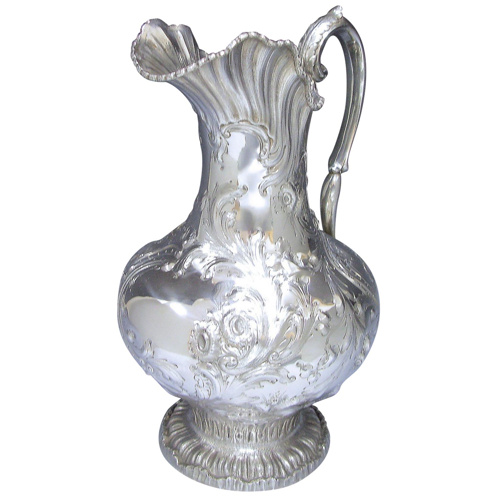 19th Century Silver Water Jug/Ewer Made by John Chandler Moore, New York For Sale