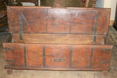 19th Century Solid Teak Wood Dowry Chest Modified as Storage Bench for Bed