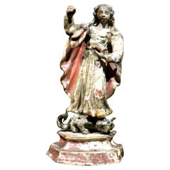 Santos colonial espagnol du 19ème siècle représentant la Vierge de l'Apocalypse