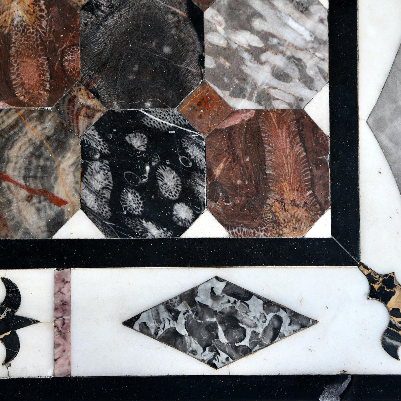 Iron 19th Century Specimen Fossil & Marble Table