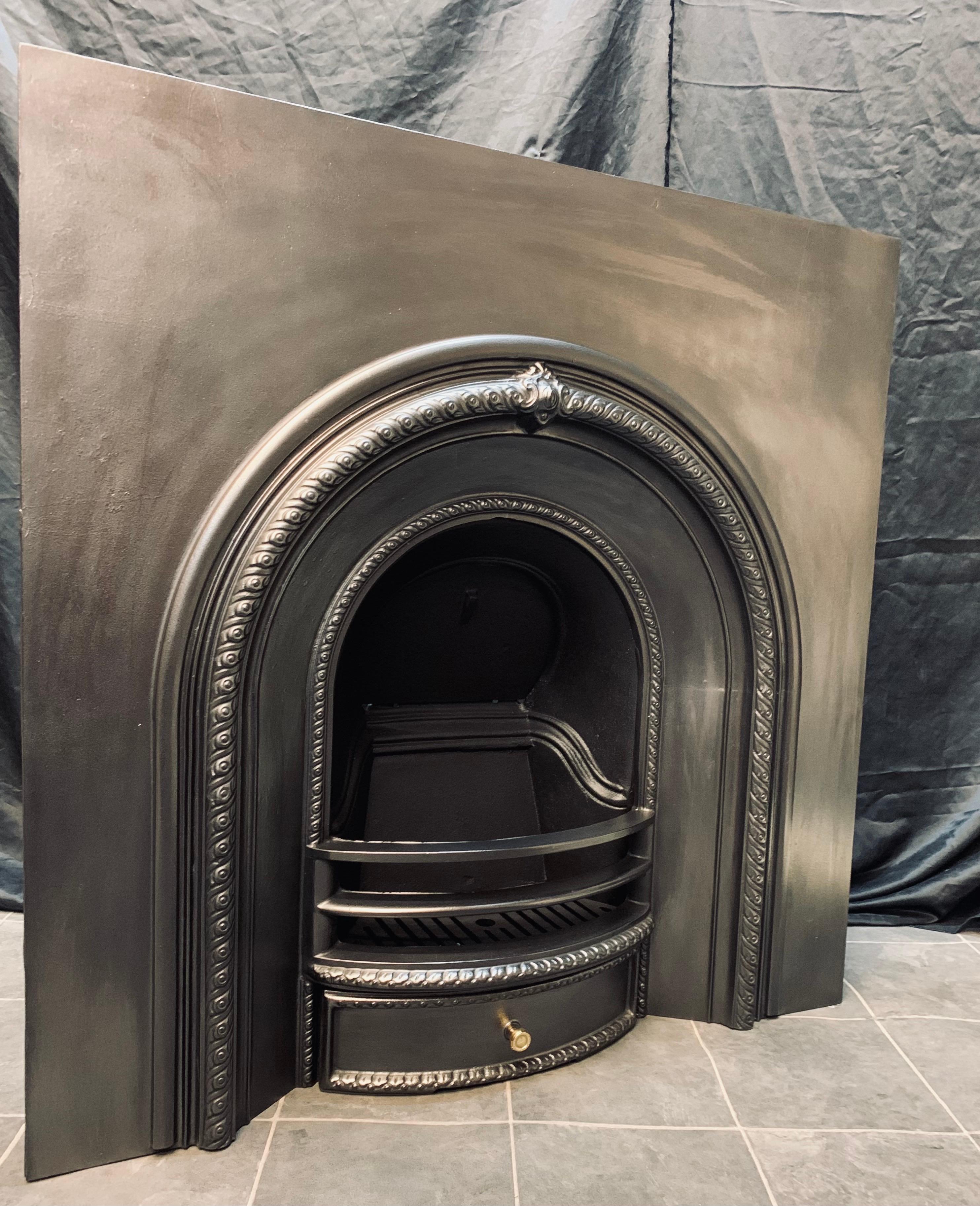 19th Century Style Arched Cast Iron Fireplace Insert 4