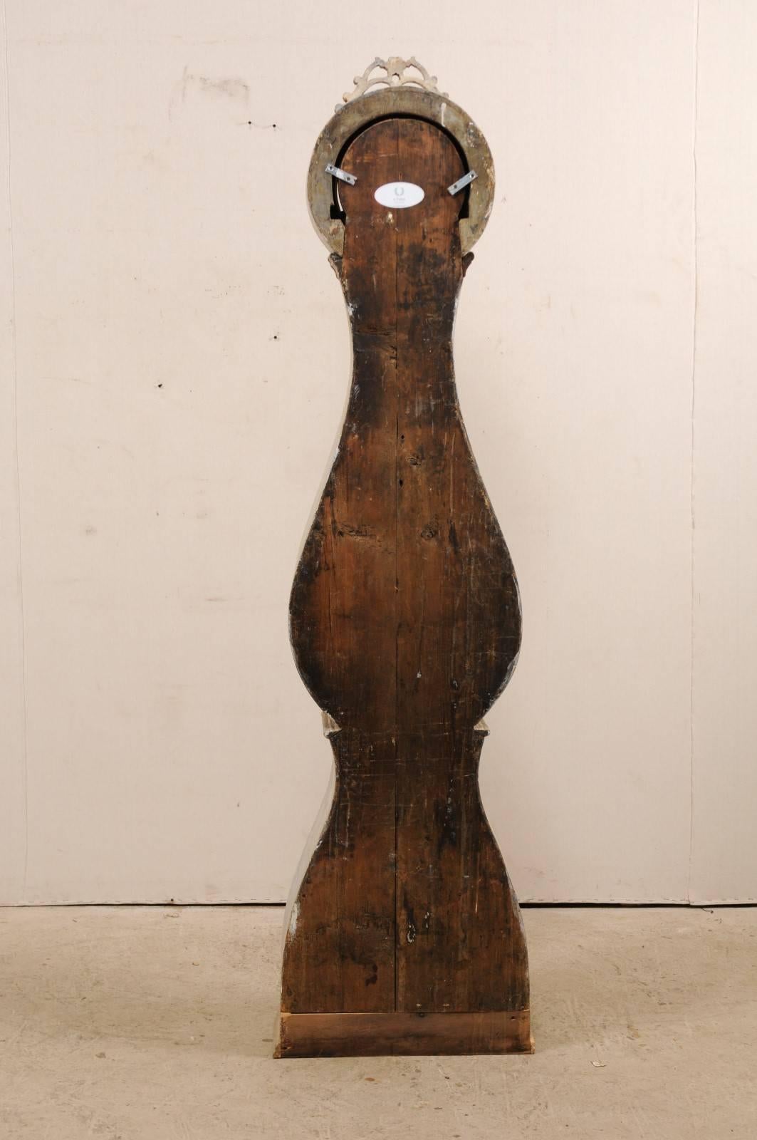 19th Century Swedish Mora Floor Clock with a Beautifully Pierce-Carved Crown 5