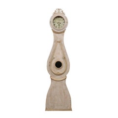 19th Century Swedish Mora Floor Clock with a Beautifully Pierce-Carved Crown