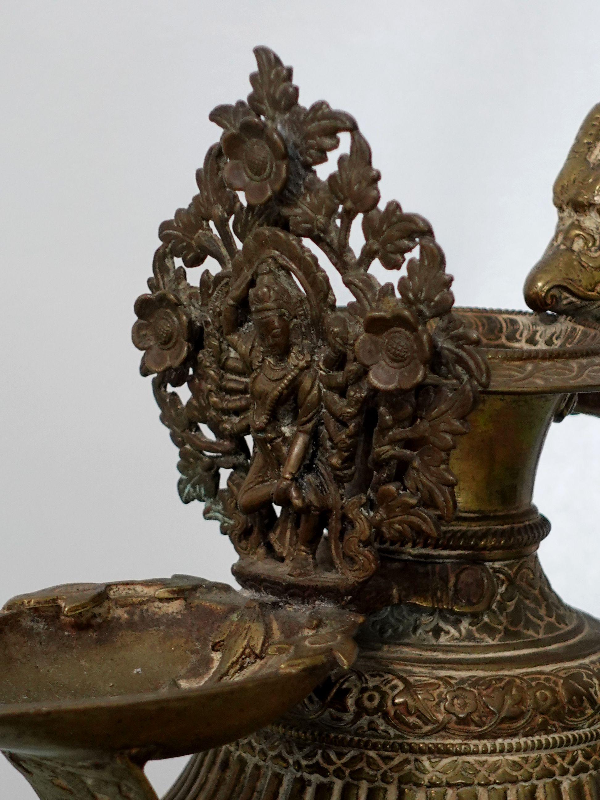 Hand-Carved 19th Century Tibetan Oil Lamp For Sale