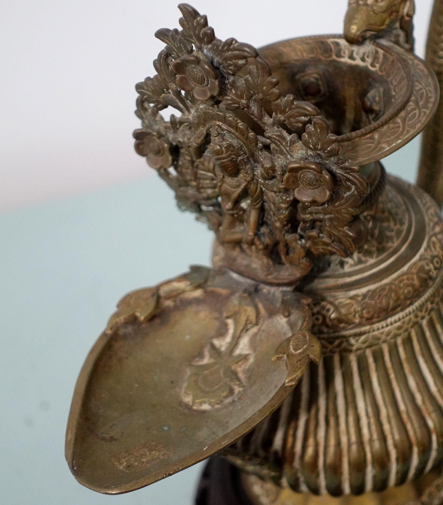 19th Century Tibetan Oil Lamp In Good Condition For Sale In Norton, MA