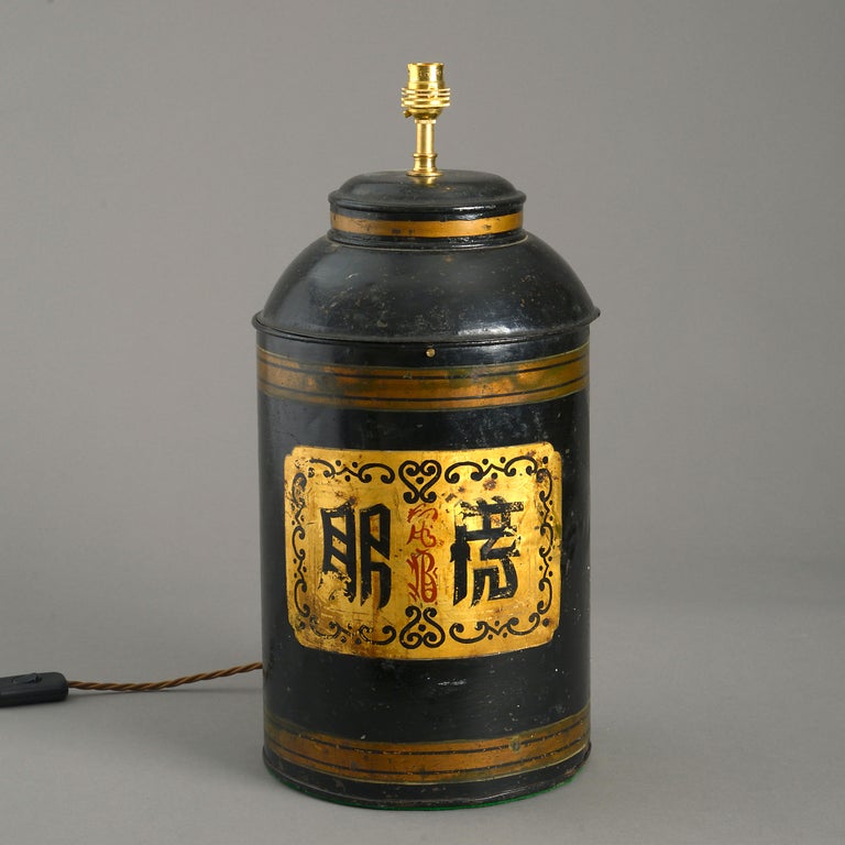 19th Century Tole Tea Canister Lamp at 1stDibs