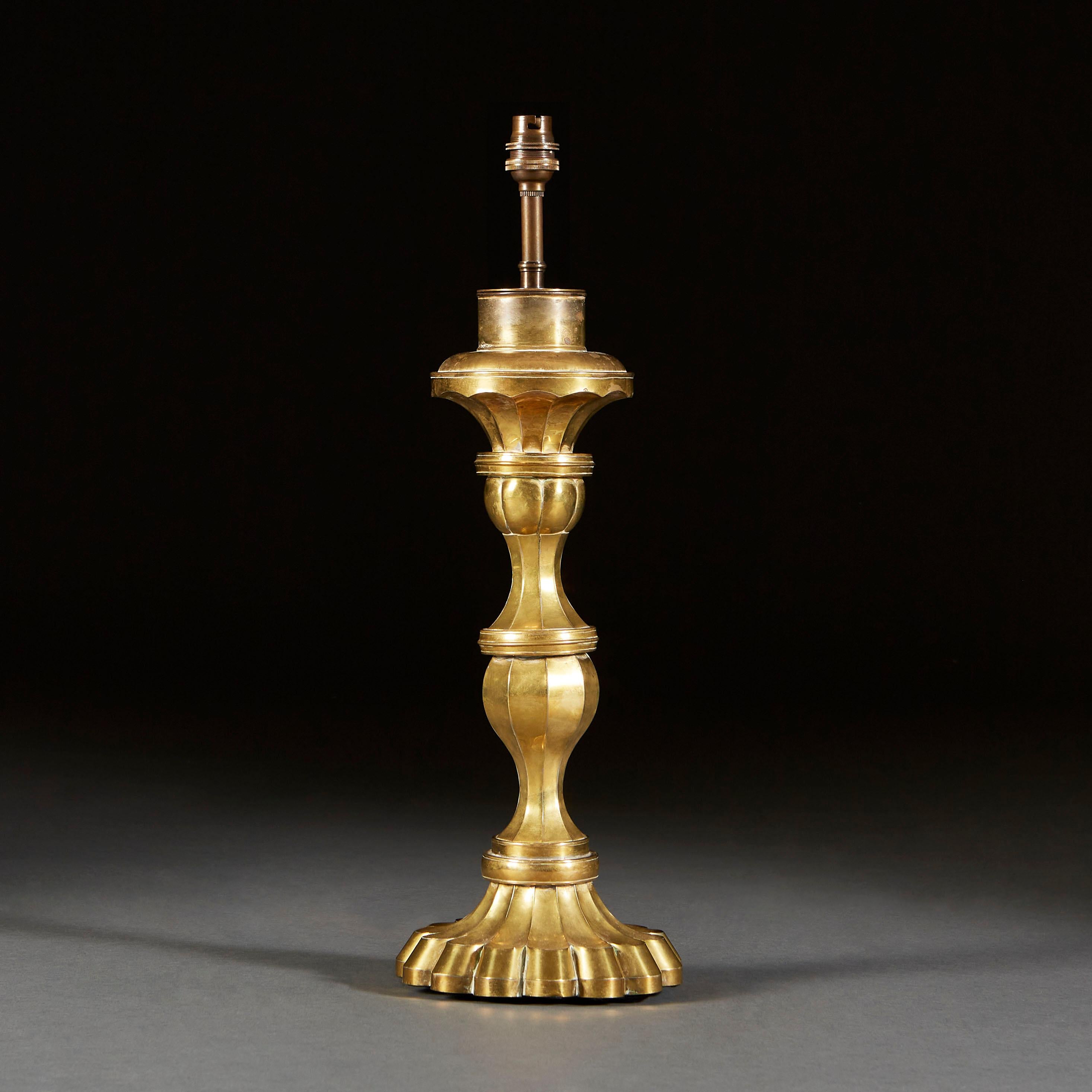 Italian 19th Century Venetian Brass Faceted Lamp