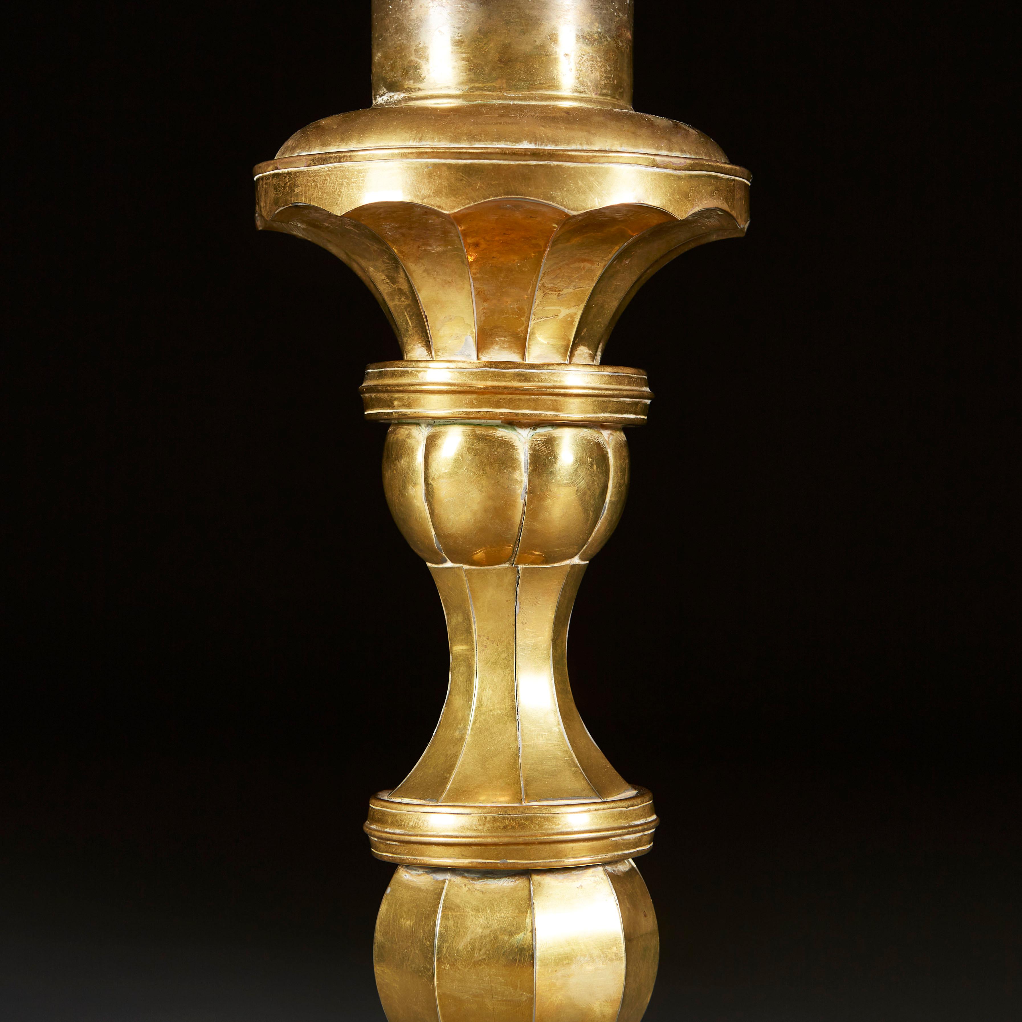 19th Century Venetian Brass Faceted Lamp In Good Condition In London, GB