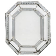 A 19th Century Venetian Glass Cushioned Octagonal Mirror