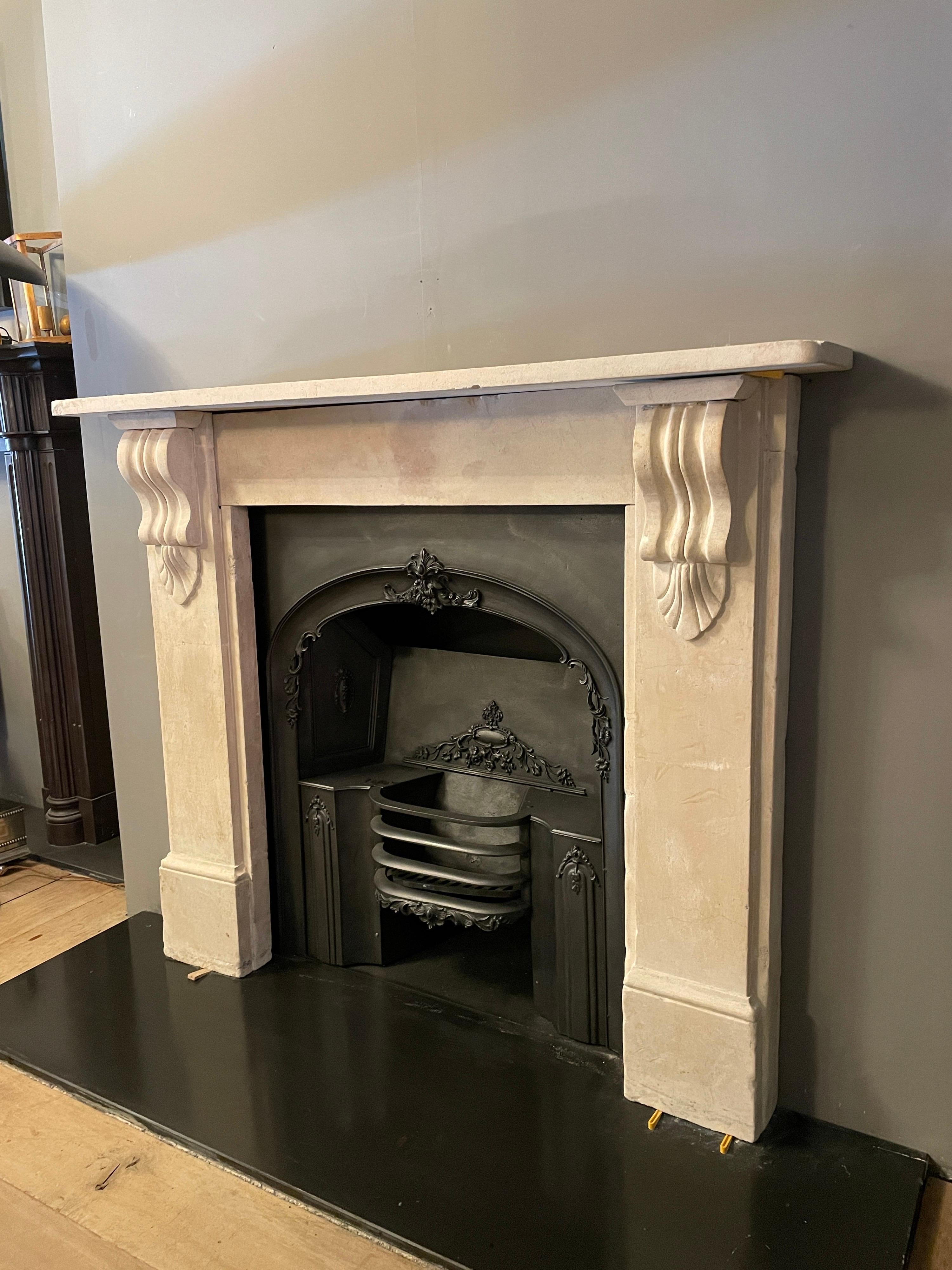 English 19th Century Victorian Bathstone Fireplace Mantel