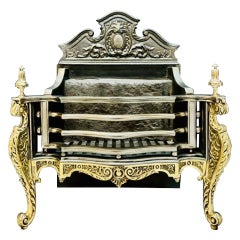 A 19th Century Victorian Rococo Manner Cast Iron & Brass Fire Grate Basket.