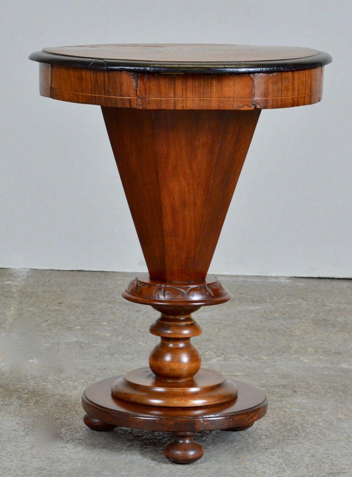 19th Century Victorian Walnut Circular Sewing Table or Side Lamp End Table 8