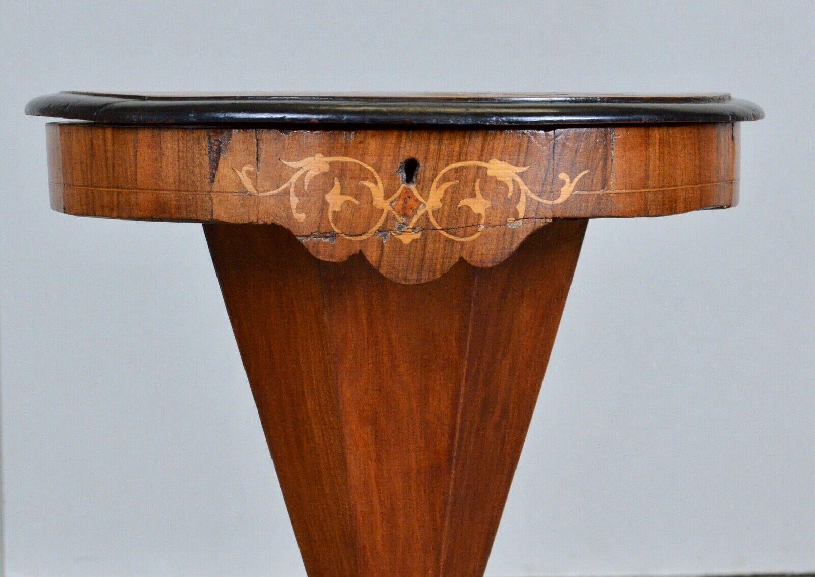 19th Century Victorian Walnut Circular Sewing Table or Side Lamp End Table 5