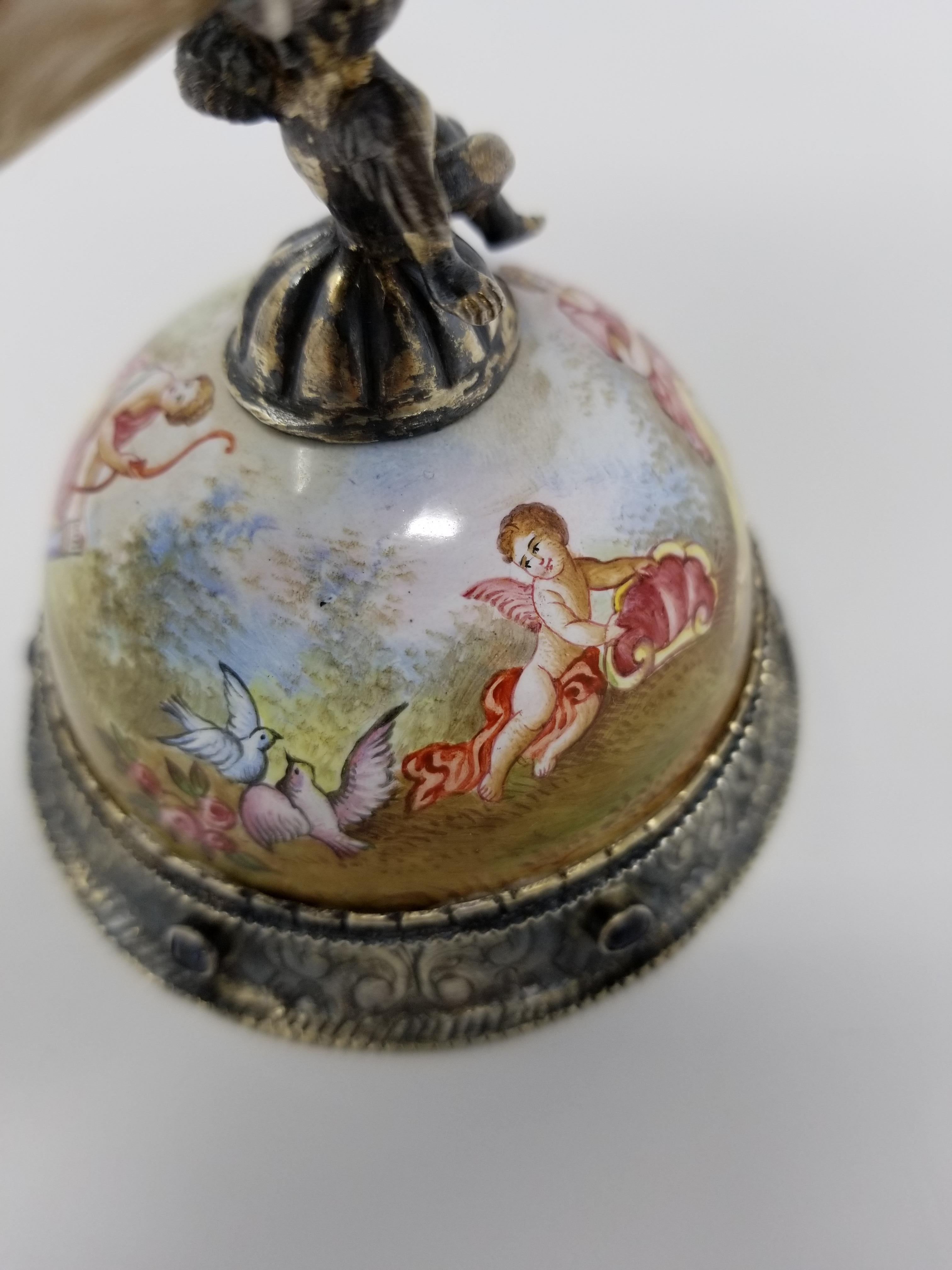 19th Century Viennese Miniature Covered Silver and Enamel Cornucopia For Sale 3