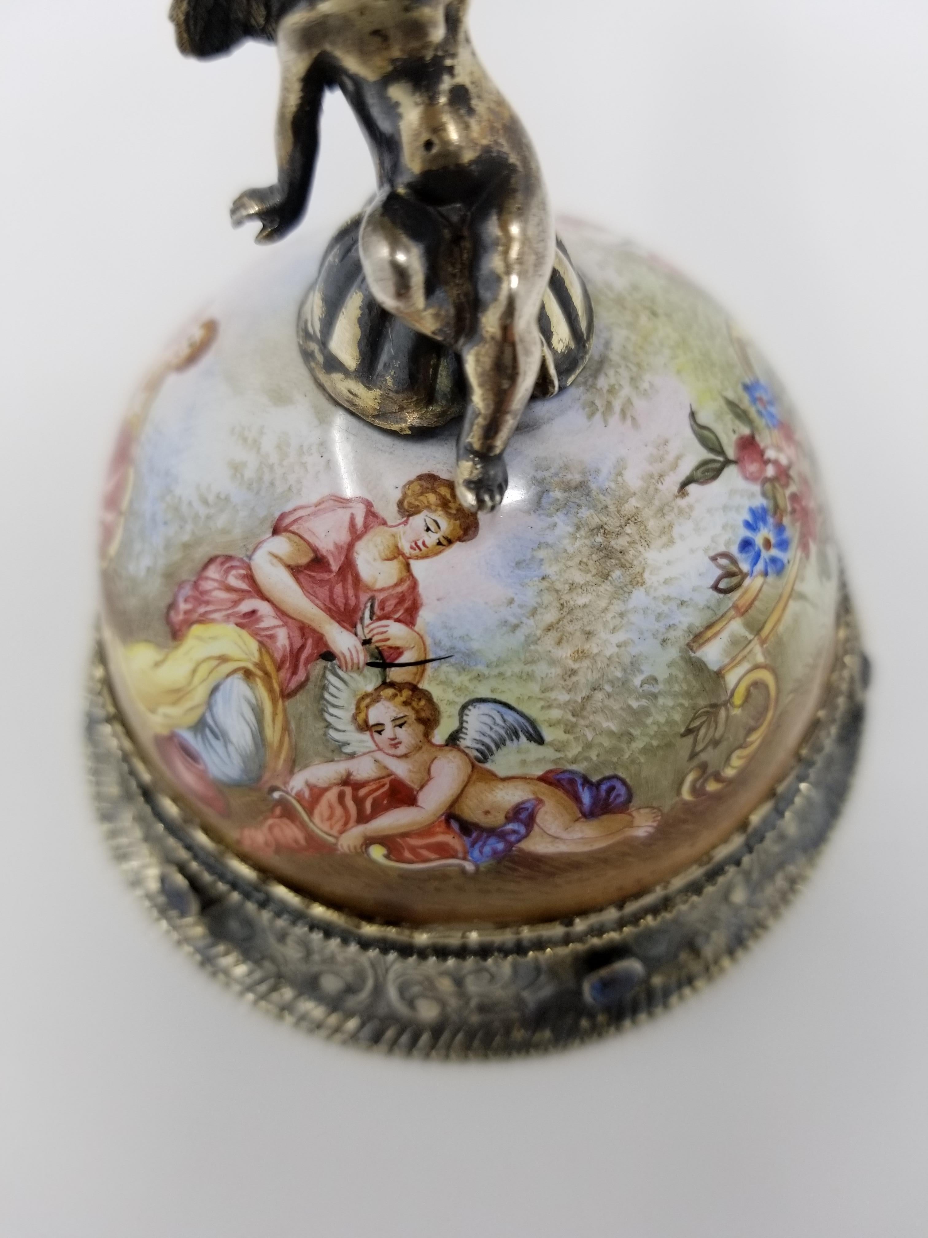 19th Century Viennese Miniature Covered Silver and Enamel Cornucopia For Sale 4