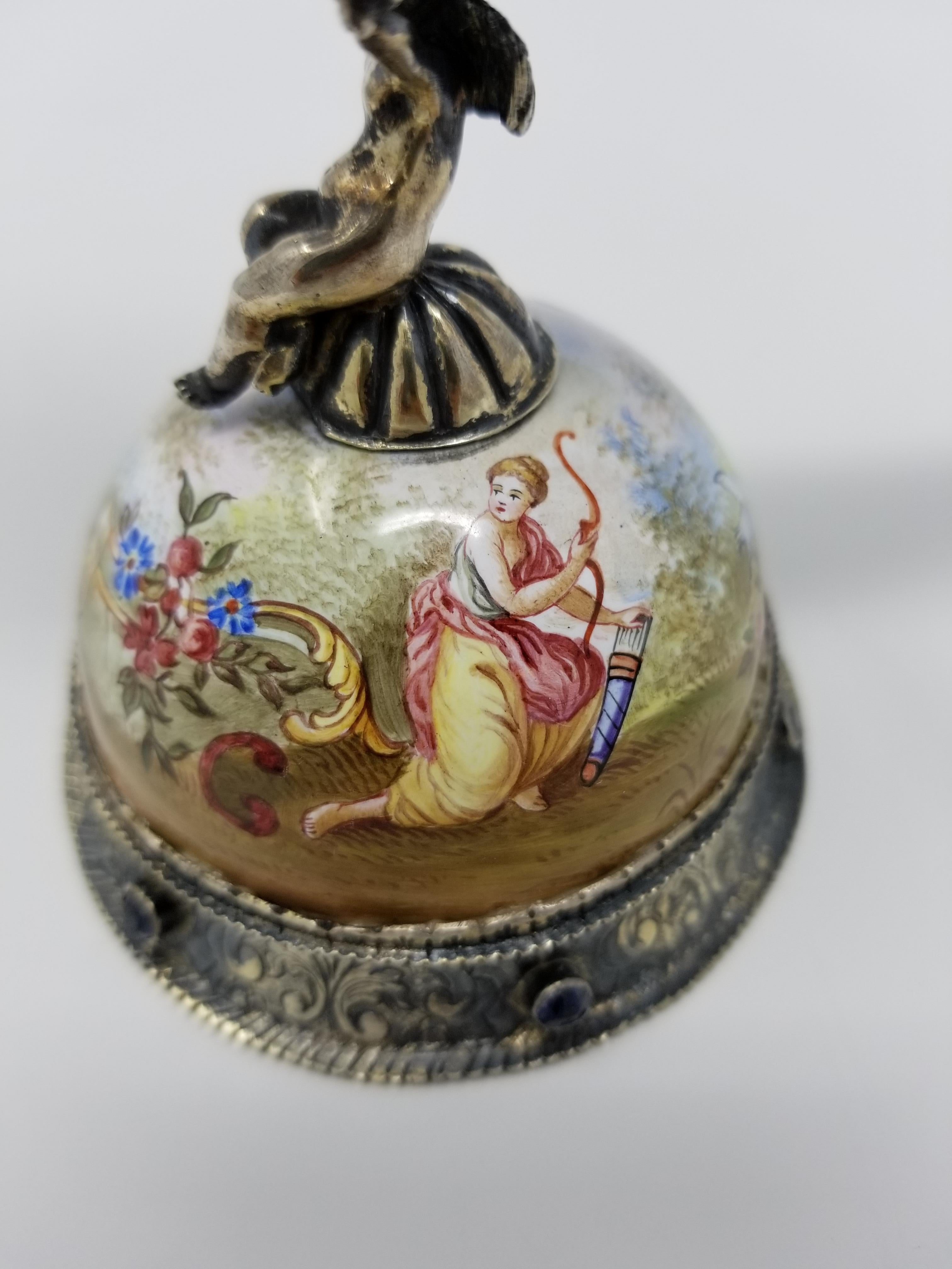 19th Century Viennese Miniature Covered Silver and Enamel Cornucopia For Sale 2