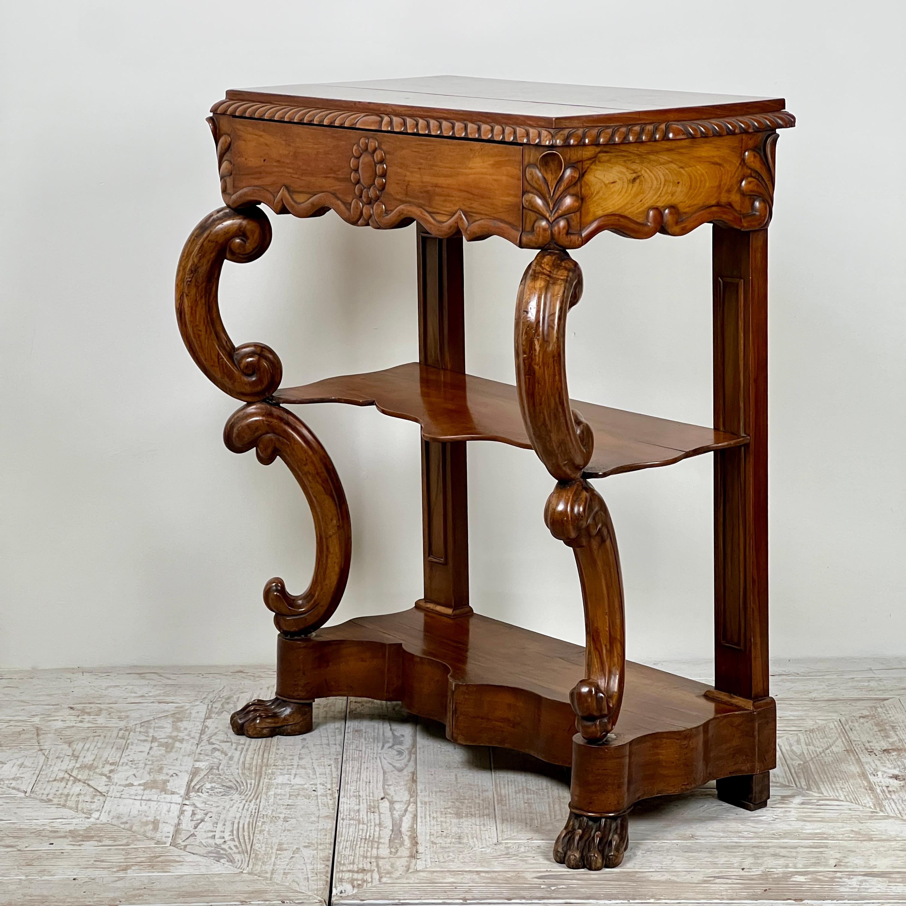 French A 19Th Century Walnut Console Table For Sale