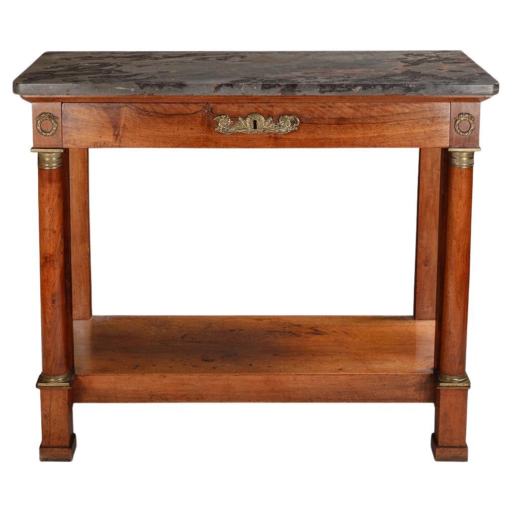 A 19th Century Walnut & Marble French Console Table For Sale