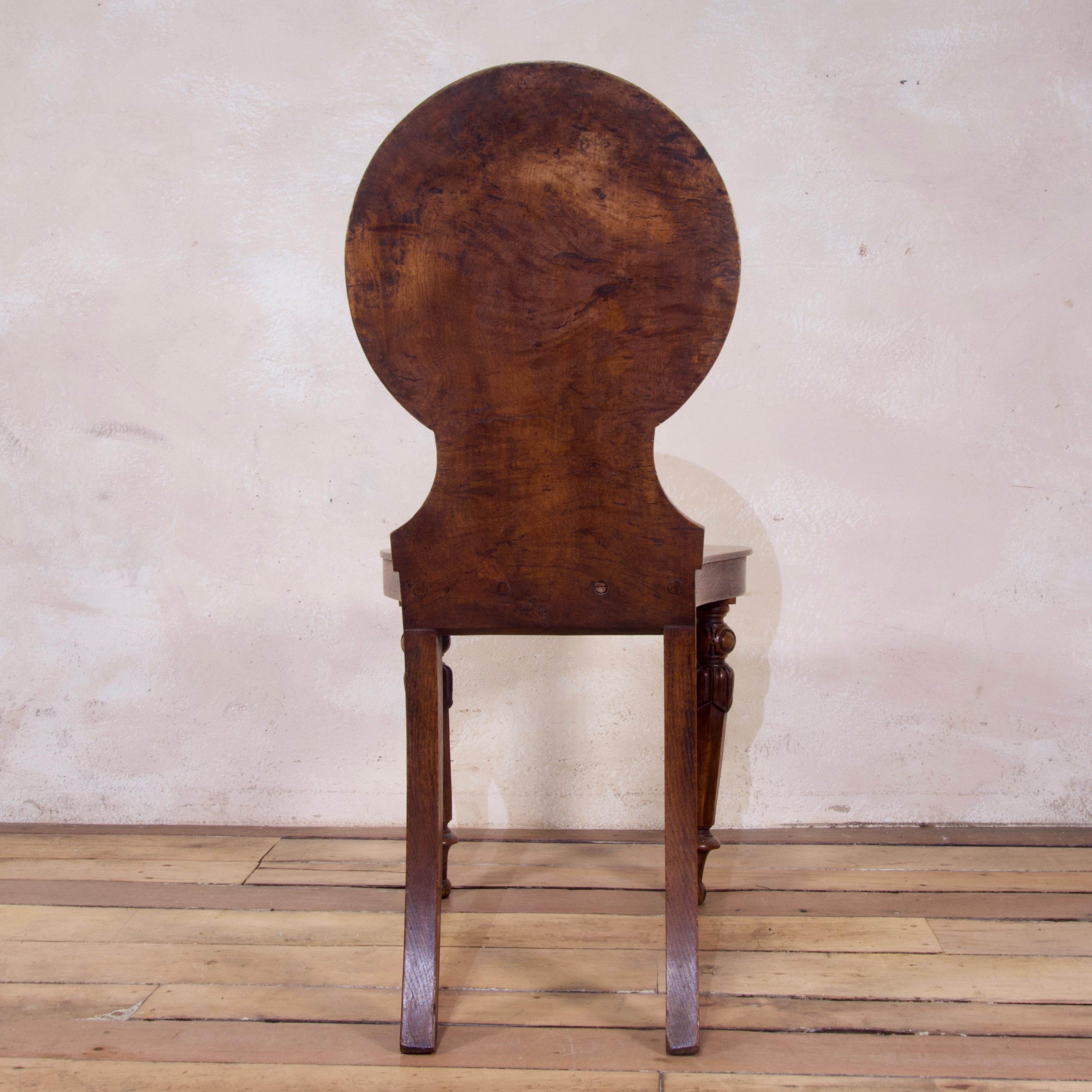 19th Century William IV Elm and Burr Elm Hall Chair For Sale 5