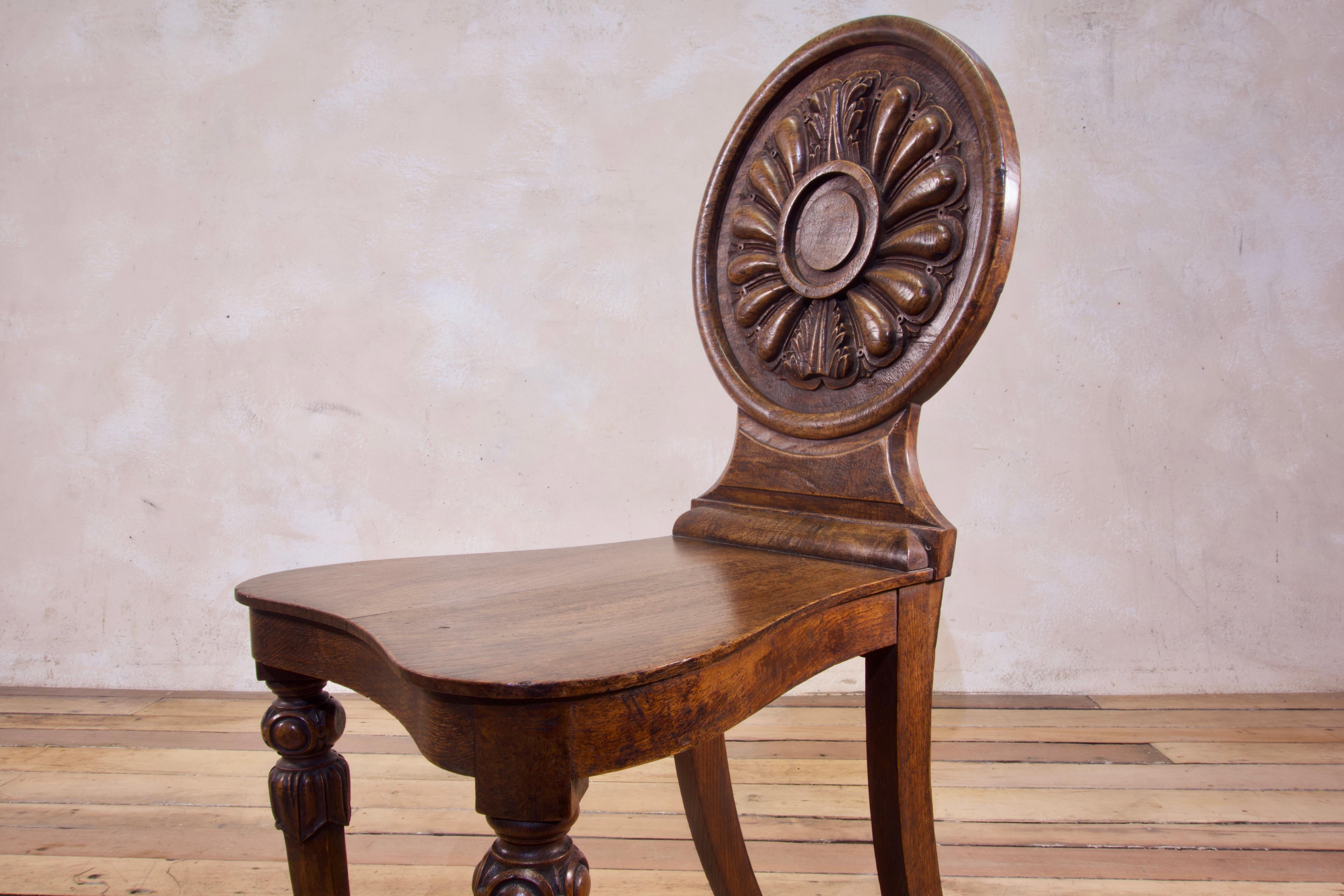 19th Century William IV Elm and Burr Elm Hall Chair For Sale 6