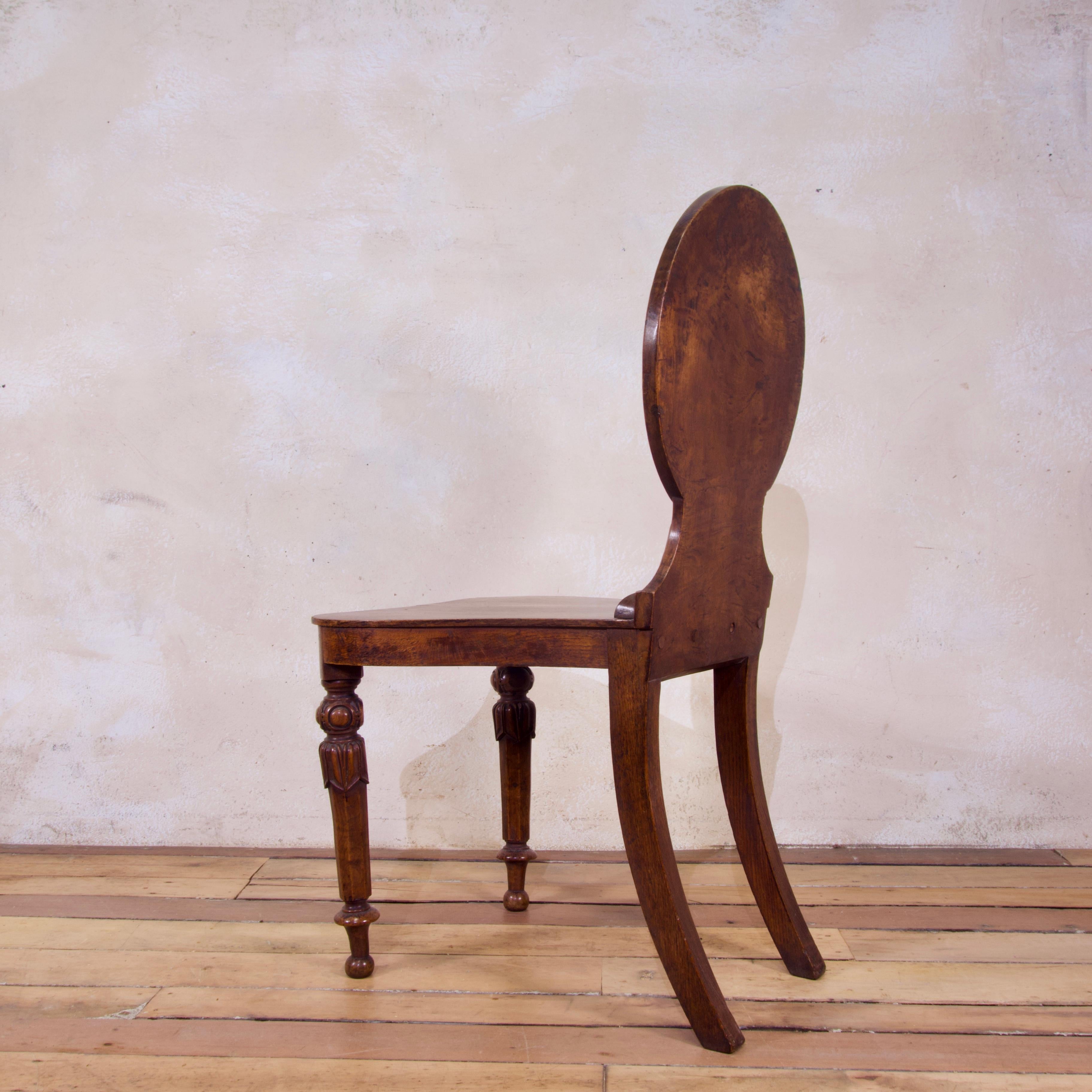 British 19th Century William IV Elm and Burr Elm Hall Chair For Sale
