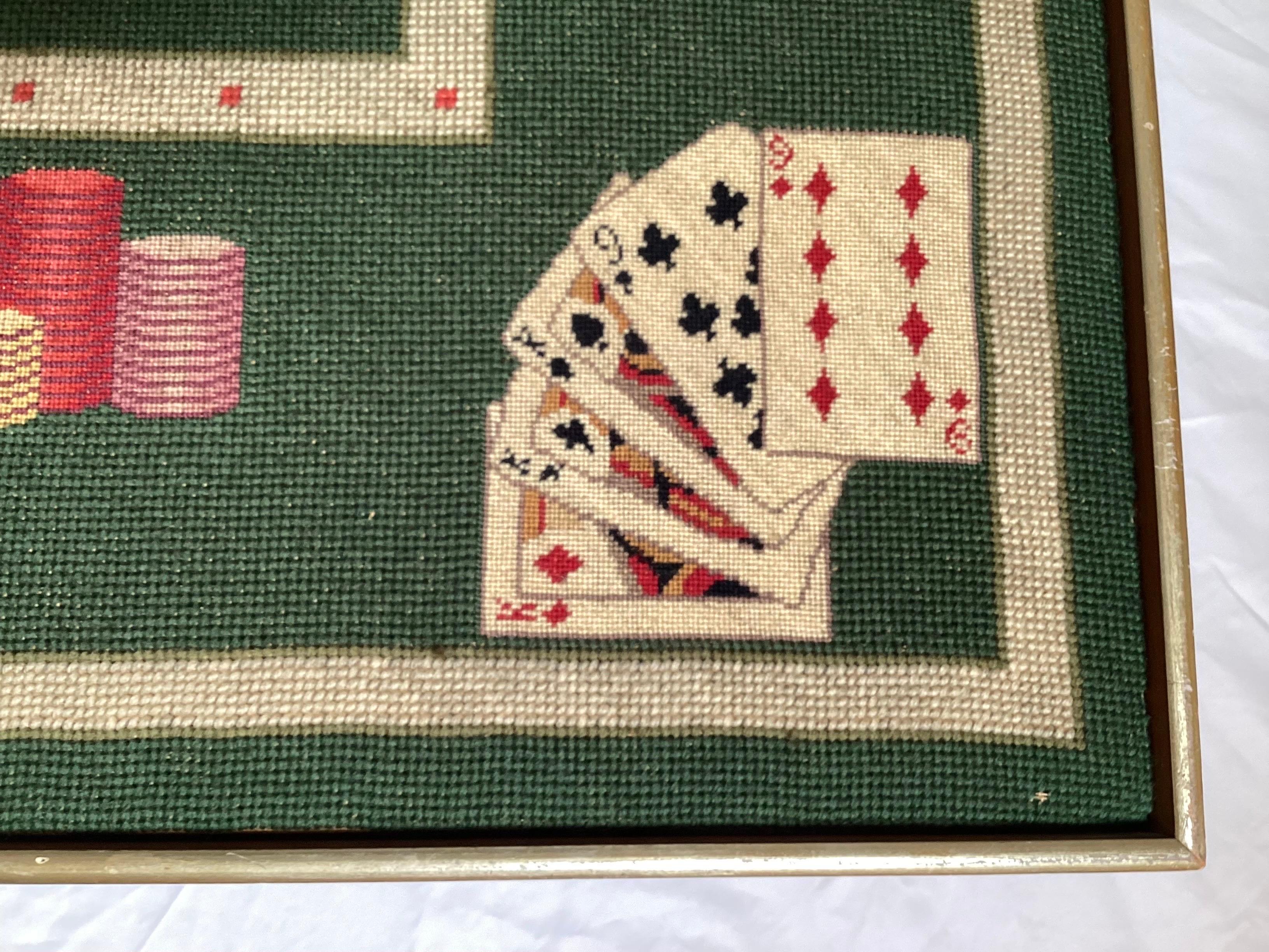 19th Century Wool Needlepoint Framed Table Cover In Good Condition For Sale In Lambertville, NJ