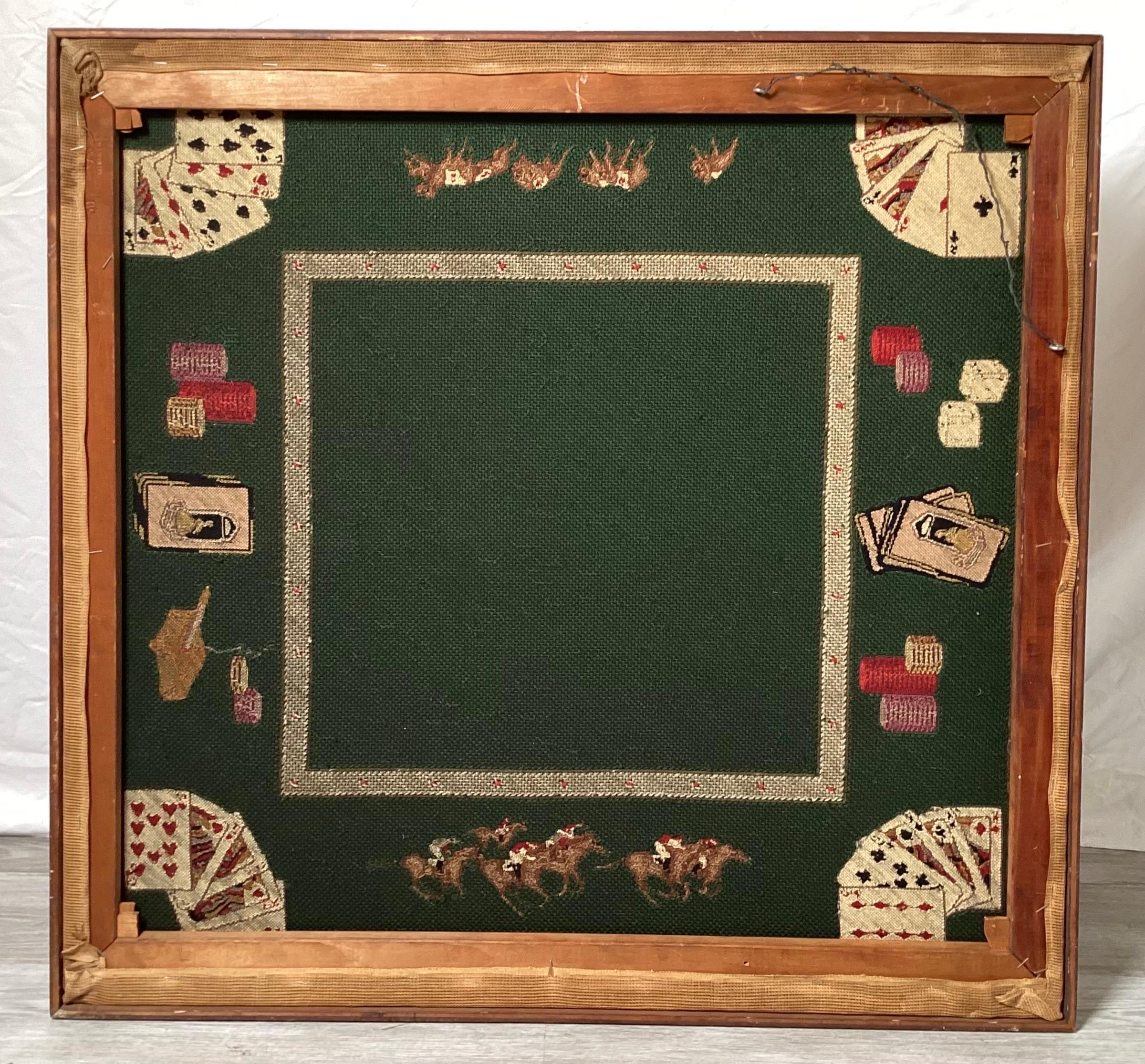 19th Century Wool Needlepoint Framed Table Cover For Sale 4
