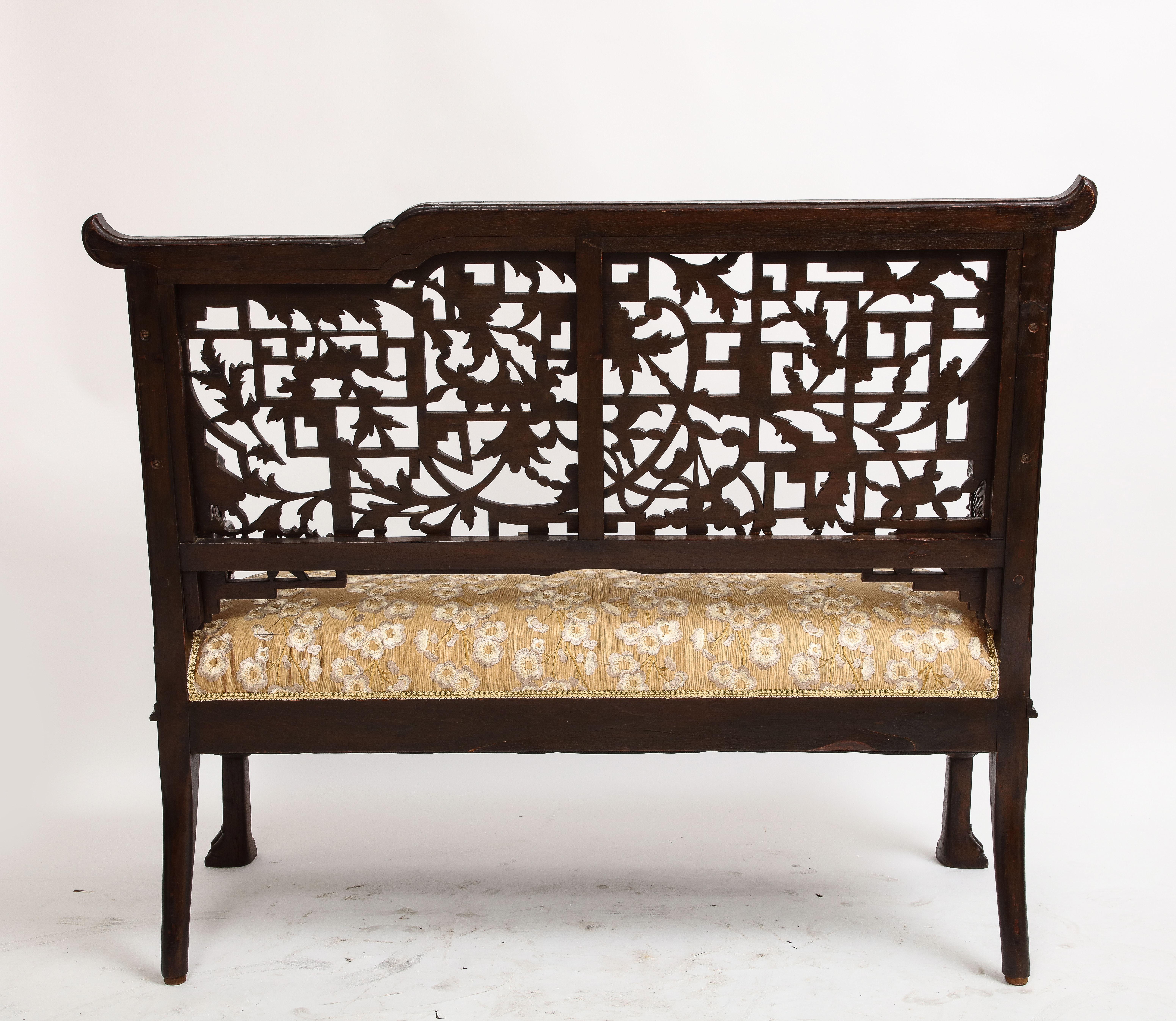 A 19th C.French Japanism Style Dragon Design Hardwood Sofa, by Gabriel Viardot For Sale 10