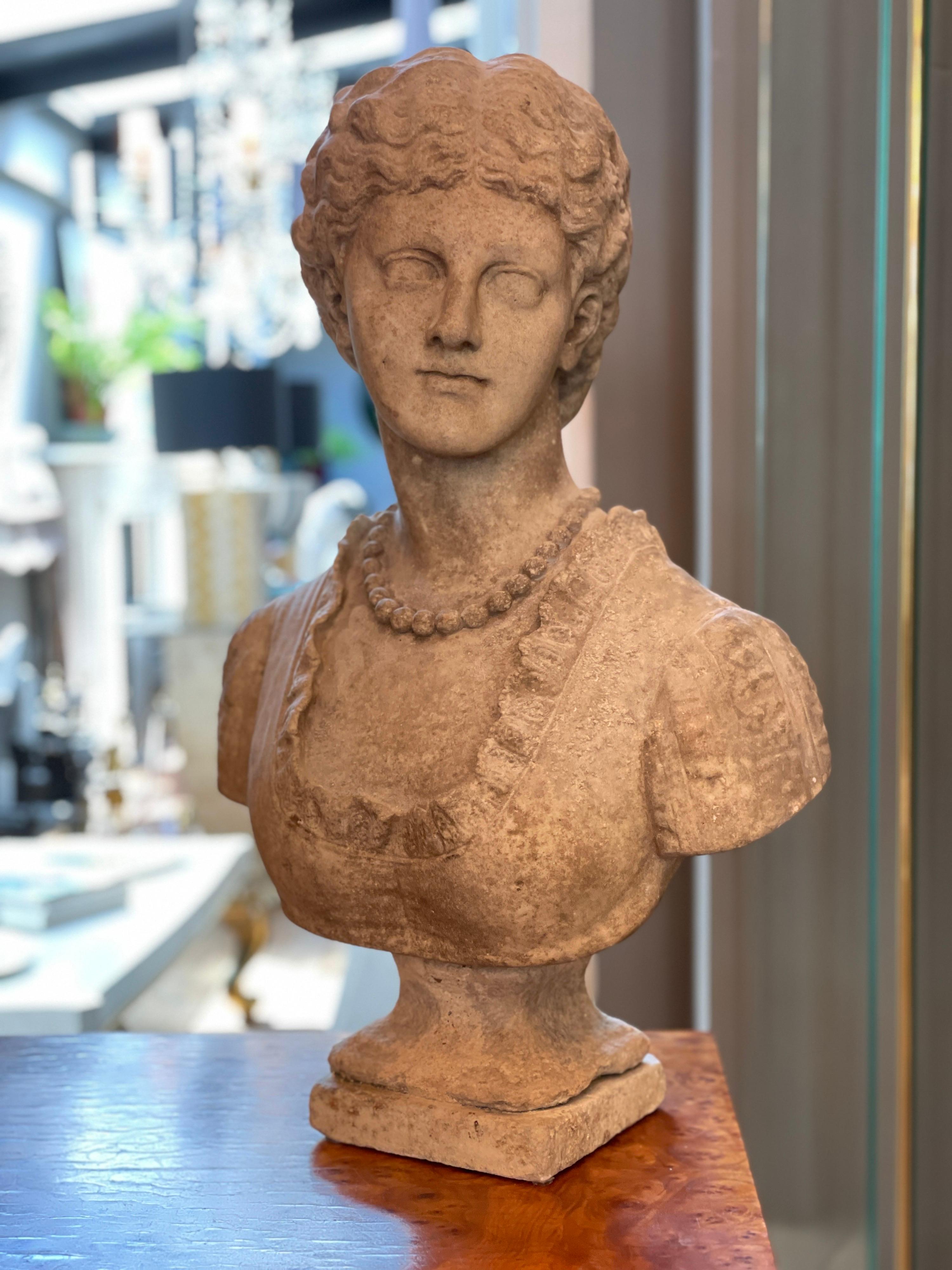 English 19th Century Weathered Marble Bust by Henry Garland RA