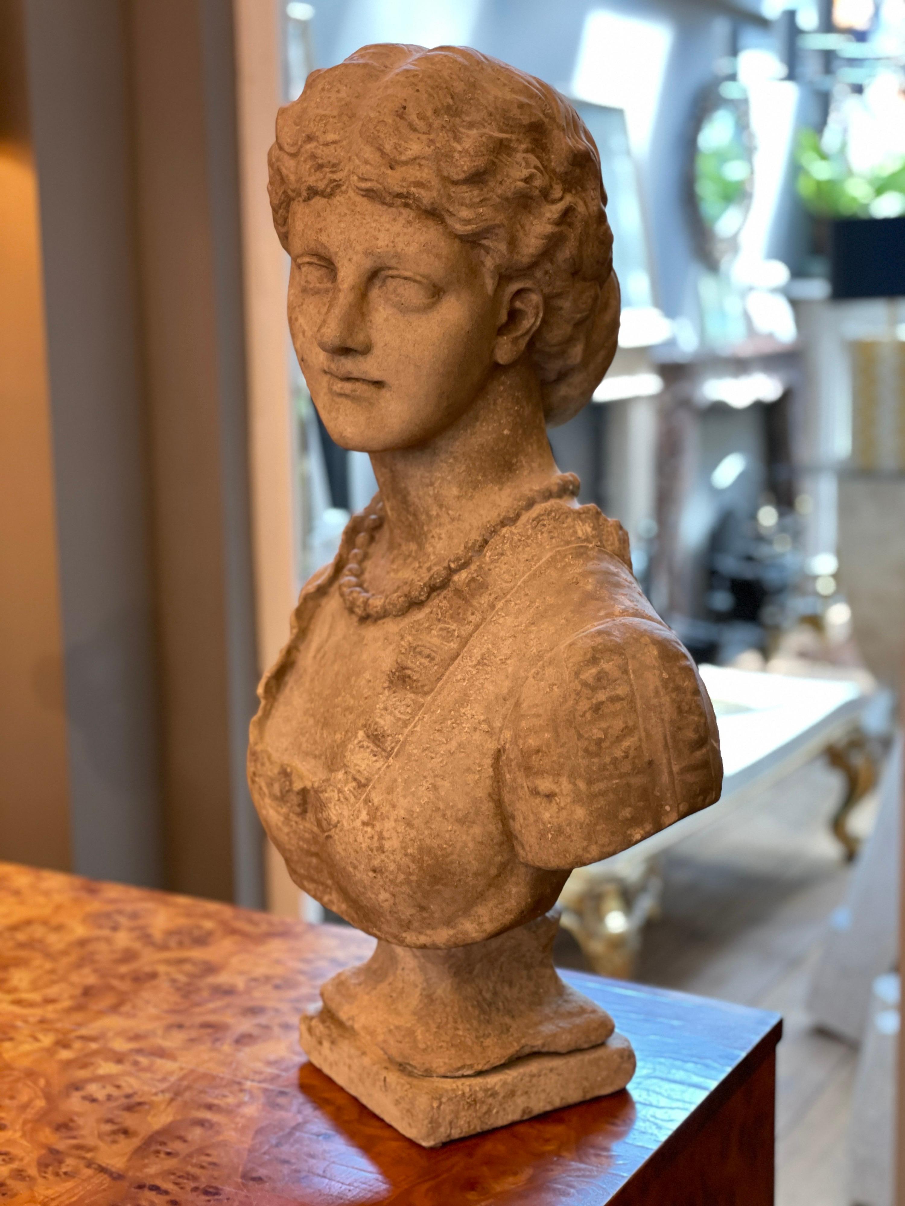 Statuary Marble 19th Century Weathered Marble Bust by Henry Garland RA