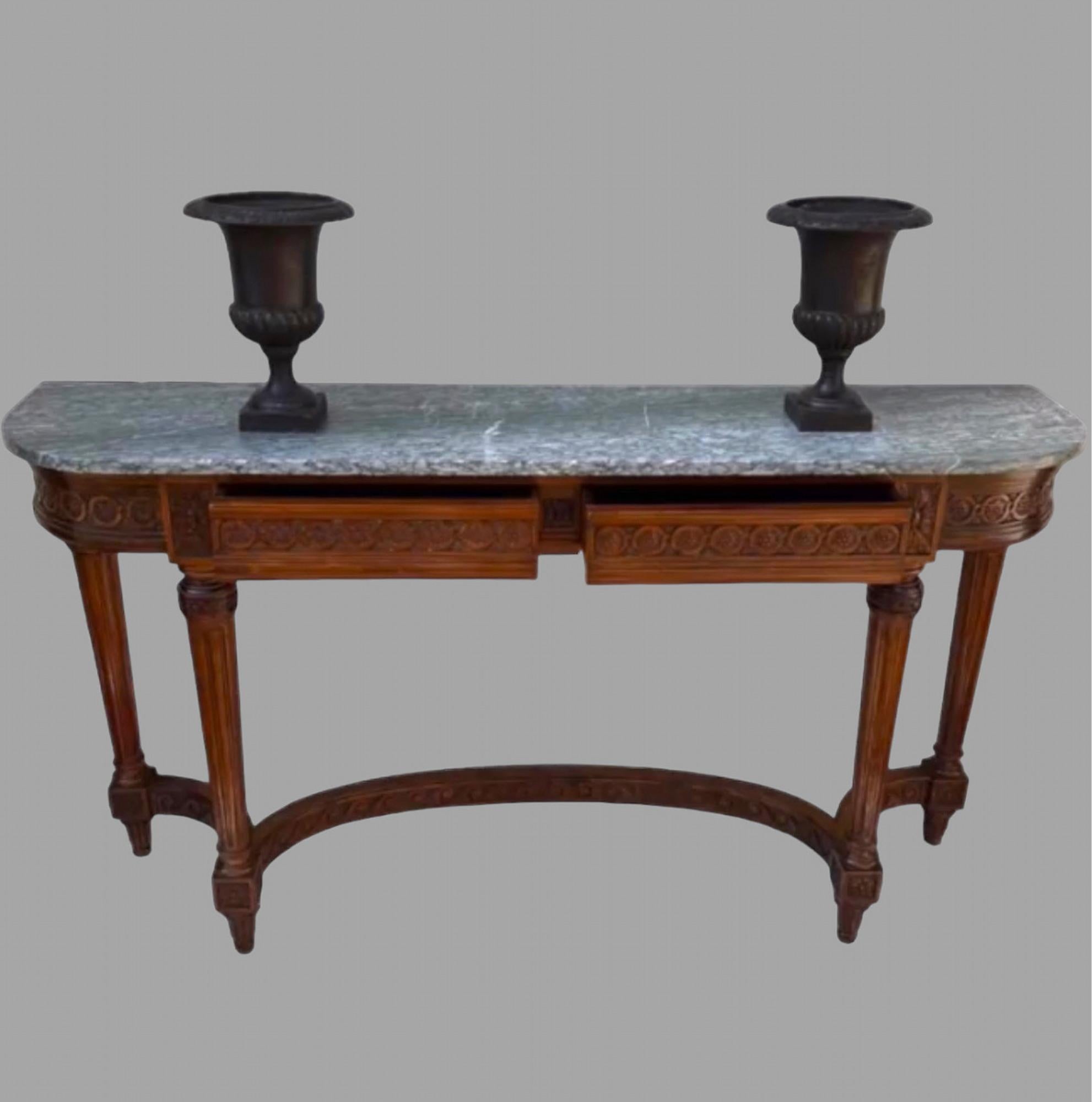 Late Victorian 19th Century Carved Walnut Console Table