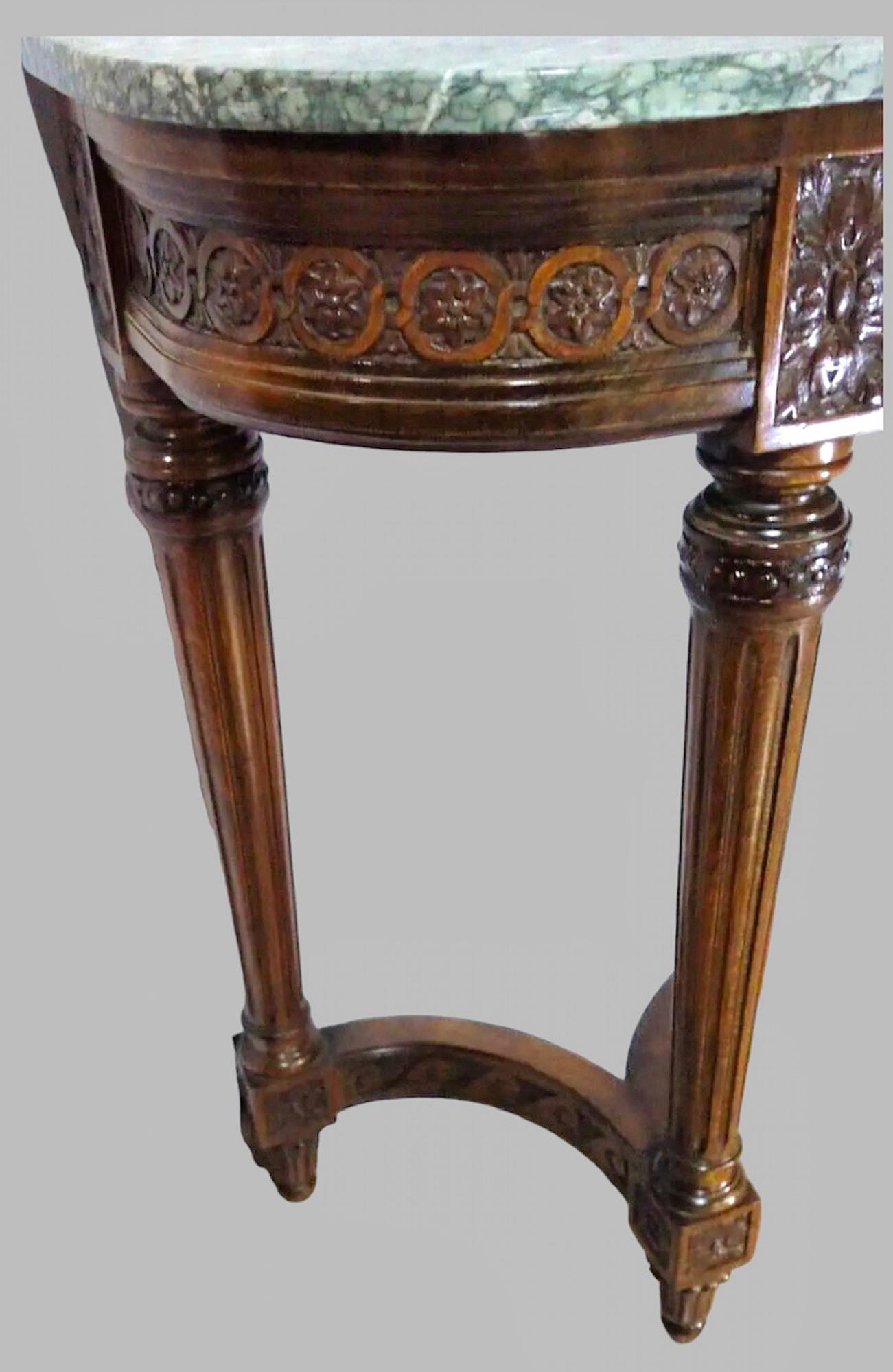 Marble 19th Century Carved Walnut Console Table