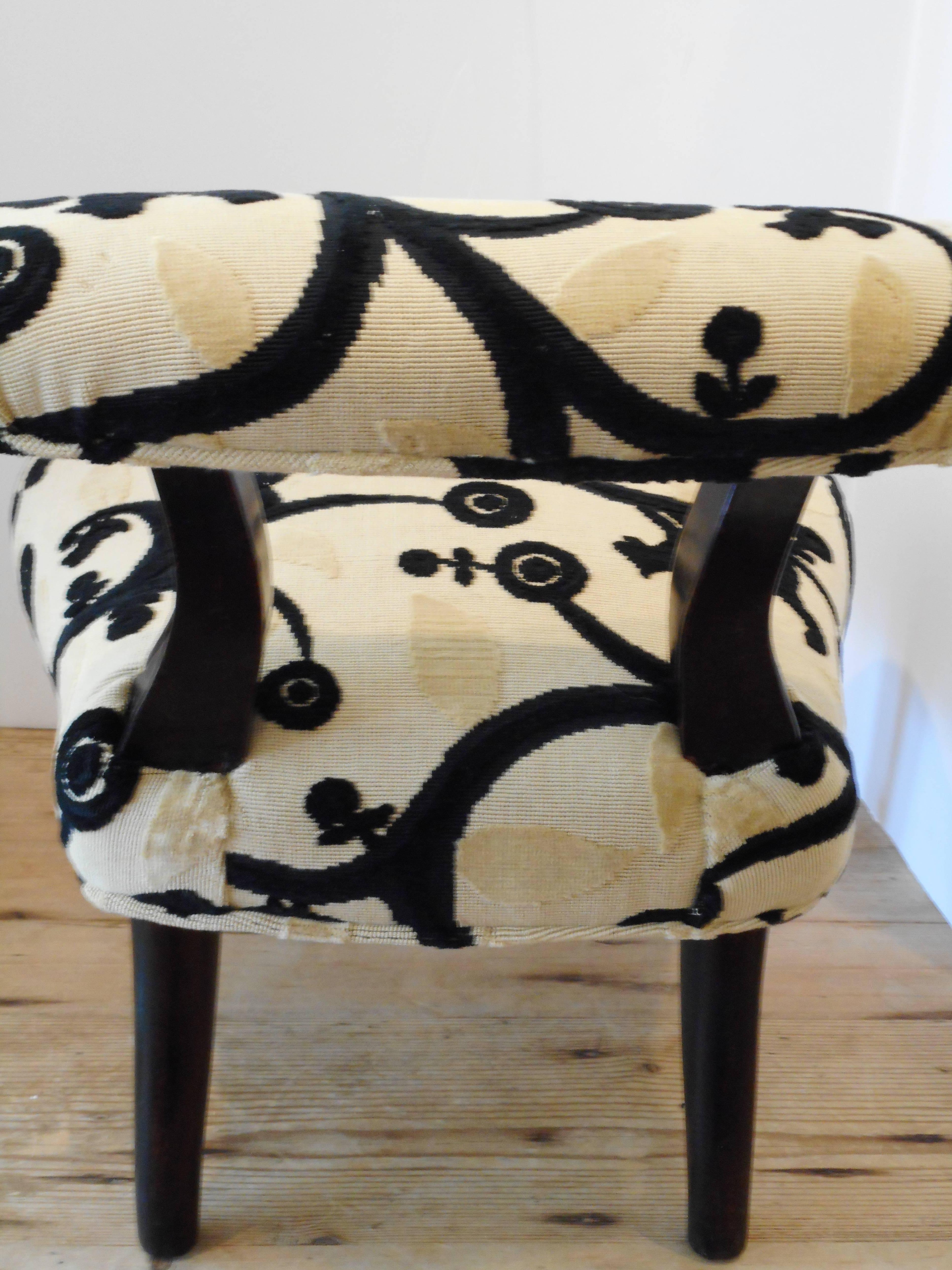 19th Century Child's Chair or Stool Upholstered in Classic Clarence House Velvet 1