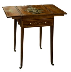 19th Century Chinoiserie Decorated Rosewood Drop Leaf Games Table