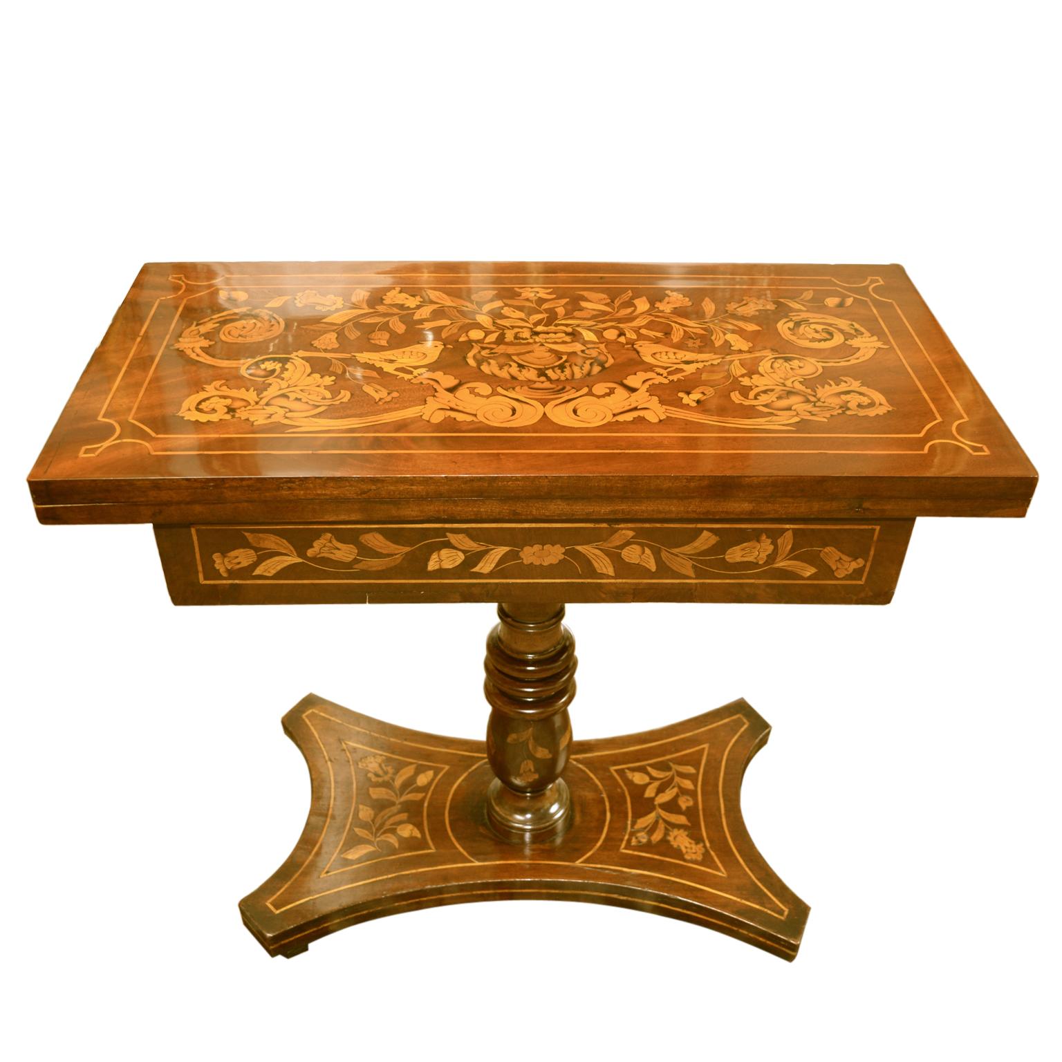 Dutch Colonial 19th Century Dutch Marquetry Games Table For Sale
