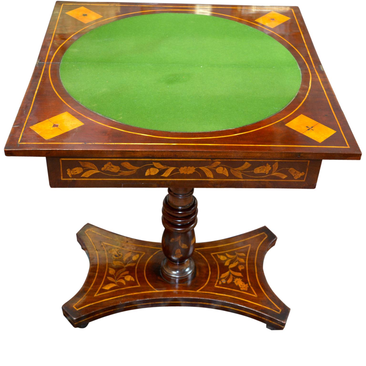 19th Century Dutch Marquetry Games Table In Good Condition For Sale In Vancouver, British Columbia