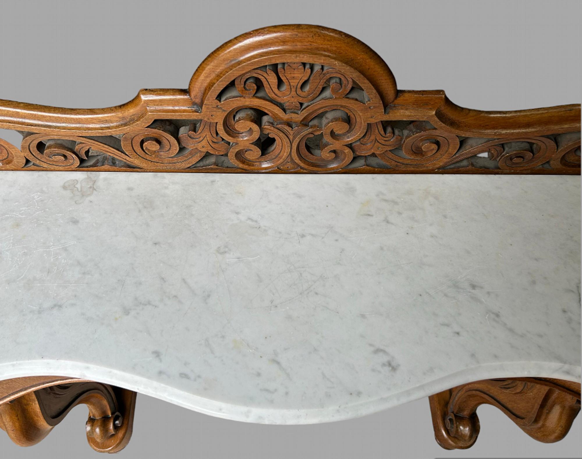 A 19thc Marble Topped Mahogany Console Table In Good Condition For Sale In Pewsey, GB