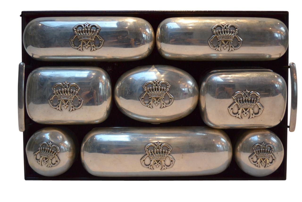 19th Century Sterling Silver ‘Necessaire De Voyage’ by Leuchars and Son Facetado en venta