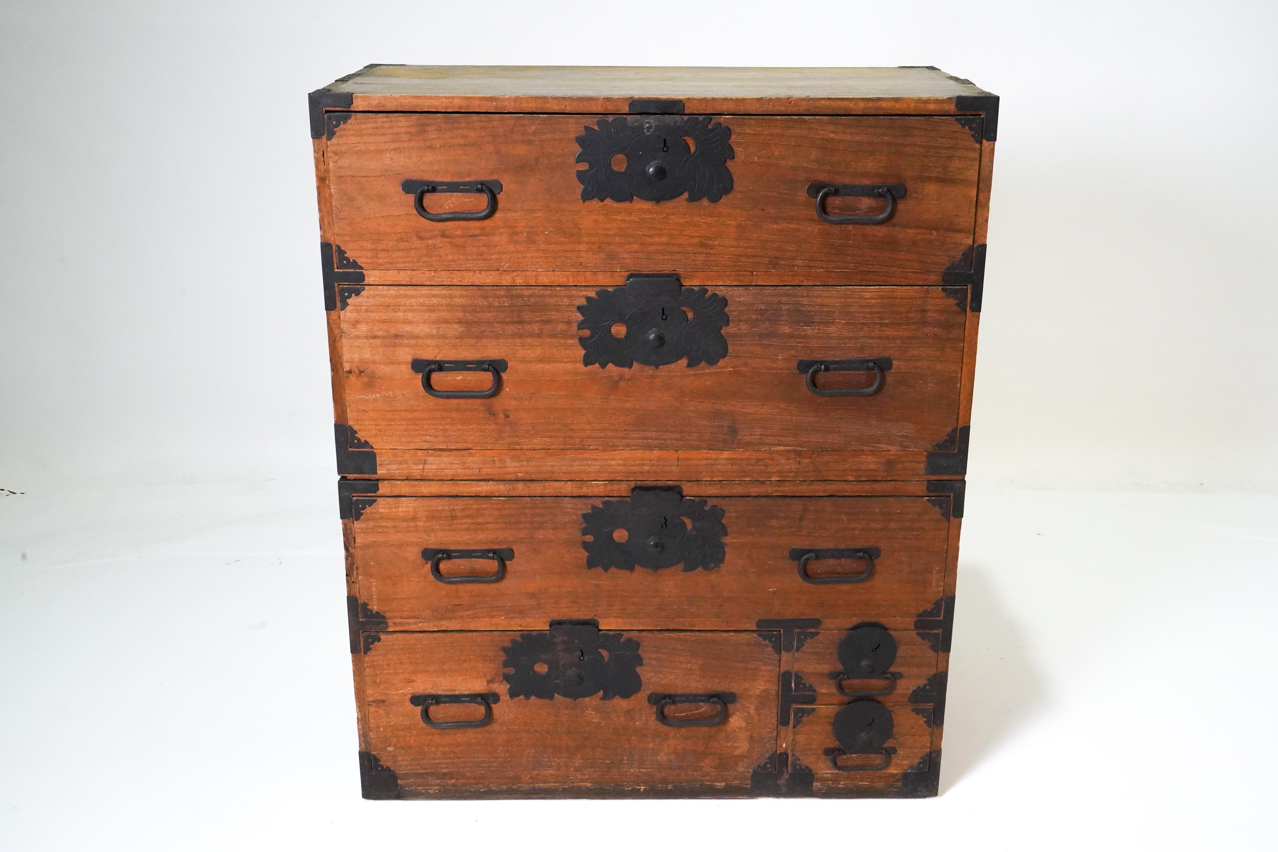 Japanese storage tansu chests were used to hold clothing and other personal effects in a 19th Century Japanese home. Because Japanese homes were (and are) relatively small, furniture was also relatively small. Rooms were used for multiple purposes