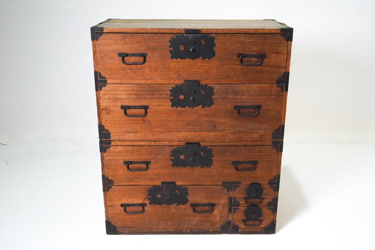 19th Century Antique Japanese Tansu Chest, 2 Parts For Sale at 1stDibs