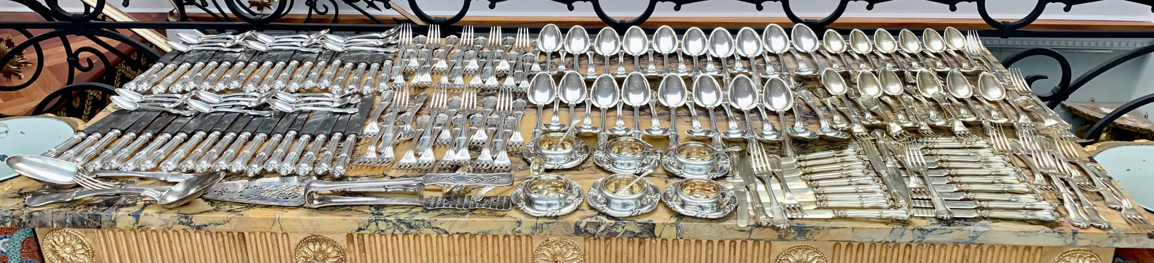   A 200 Plus Set of 19 Century Imperial Russian Silver Flatware by Andrei Bragin For Sale 4