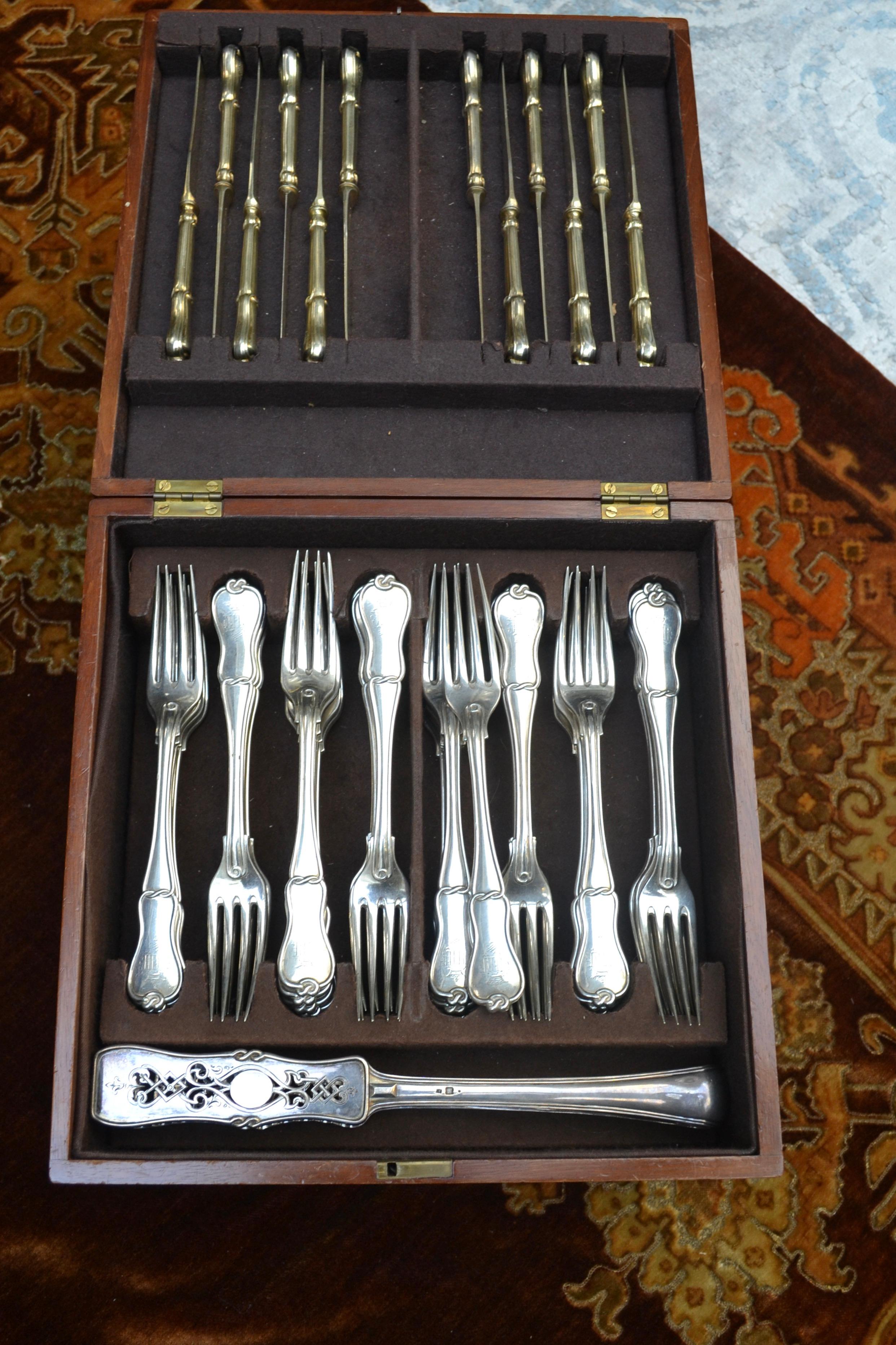 Other   A 200 Plus Set of 19 Century Imperial Russian Silver Flatware by Andrei Bragin For Sale