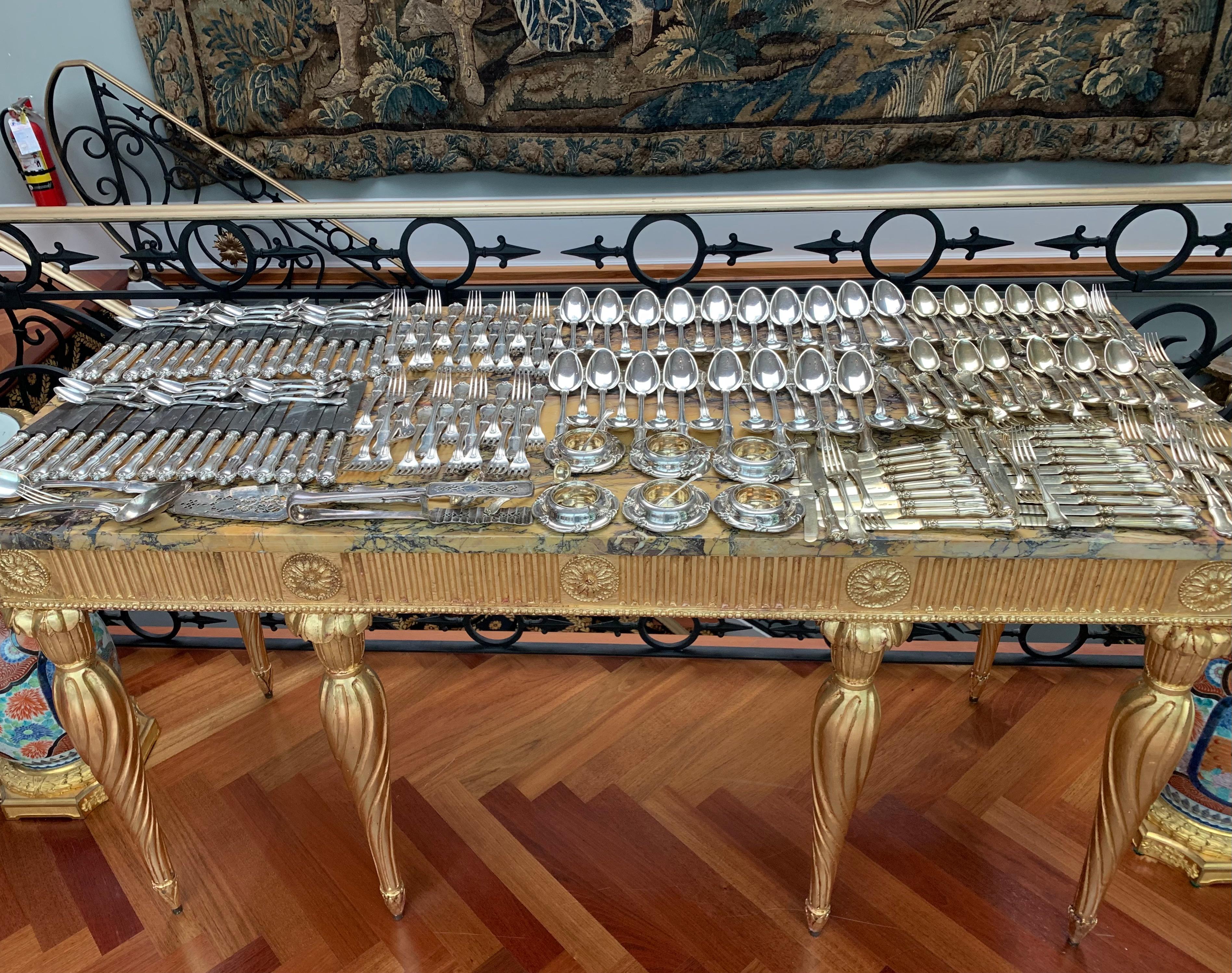   A 200 Plus Set of 19 Century Imperial Russian Silver Flatware by Andrei Bragin In Good Condition For Sale In Vancouver, British Columbia