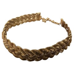 Collier ras-du-cou italien en métal doré, de la mode des années 2000