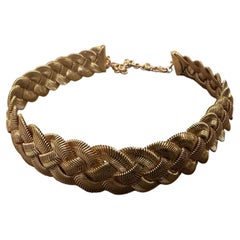 Collier ras-du-cou italien en métal doré, de la mode des années 2000