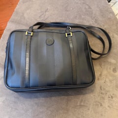 A 2000s Fendi Black Pequin Canvas and Leather Shoulder Bag