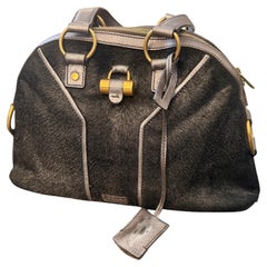 A 2000s Gray Calf Leather Pony Hair Hand-Bag by Yves Saint Laurent