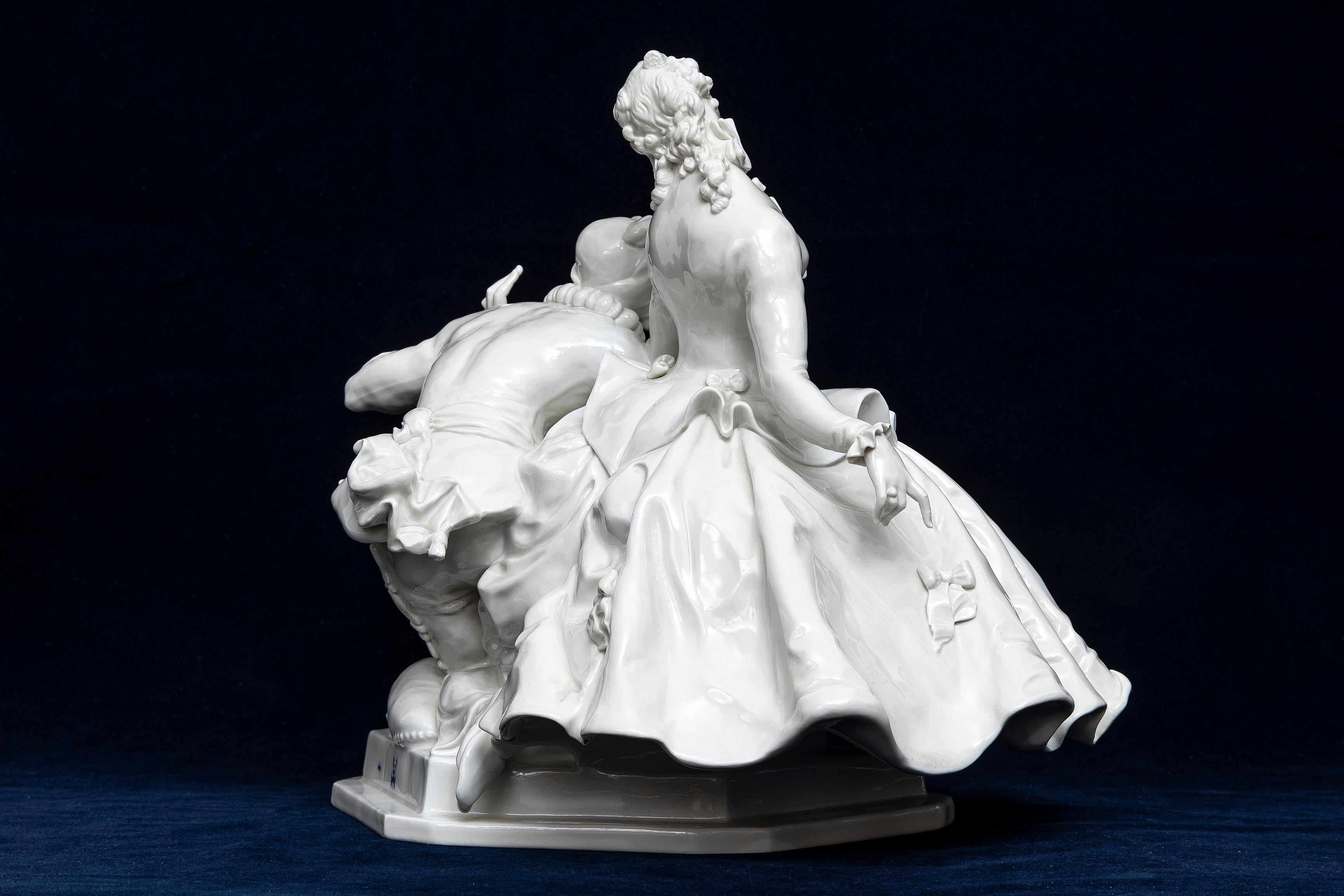 Early 20th Century A 20th C. Meissen Blanc de Chine Porcelain Figural Couple, Lady and Man For Sale